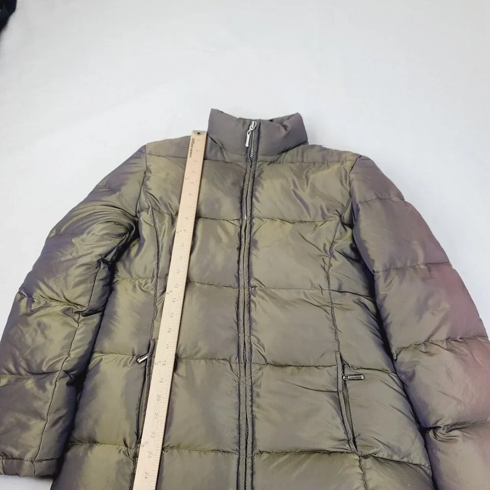Zara Women's Radiation‎ Green Mock Neck Goose Down Winter Puffer Jacket Size L